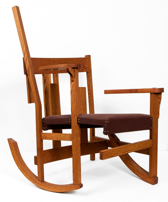 Randomized Mission Oak Rocker, #4, Chair, circa 1990