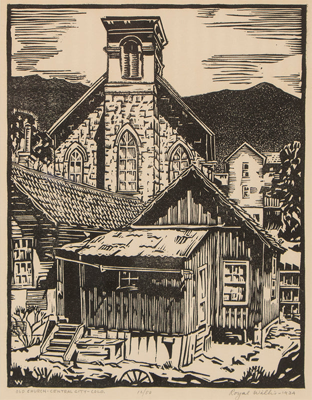 Royal Willis artwork for sale. Old Church, Central City Colorado (12/50), Print, 1934, Denver, Colorado, Art Gallery)