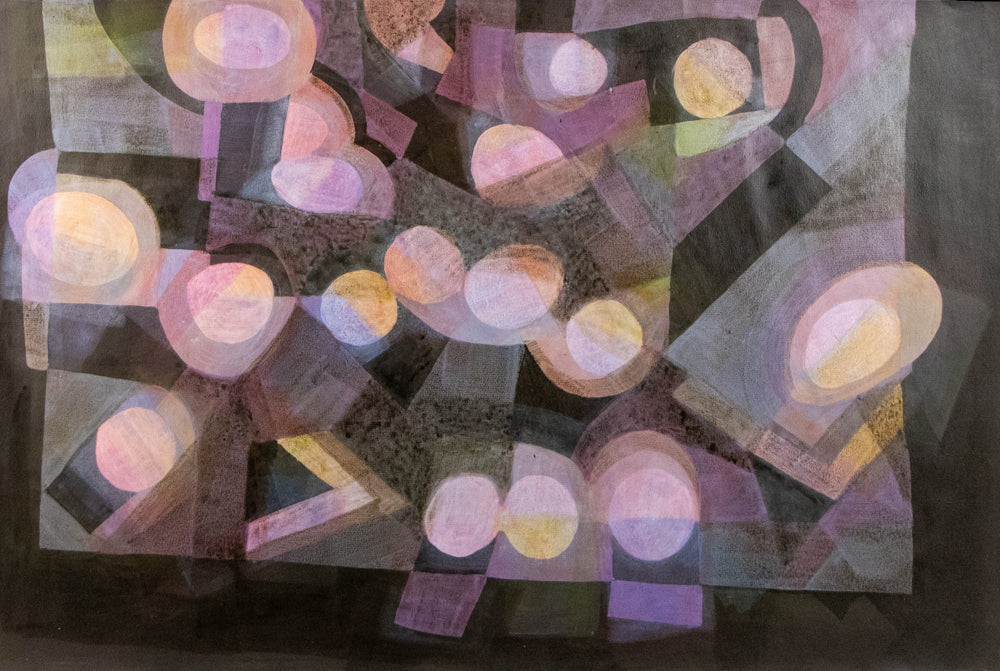 Margo Hoff, Untitled (Overhead Lights), circa 1970, mixed media Painting