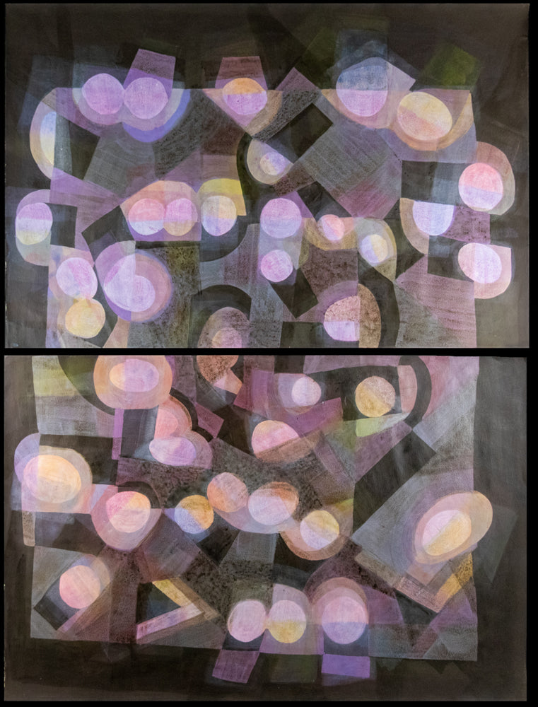 Untitled (Overhead Lights Diptych), Painting, circa 1970