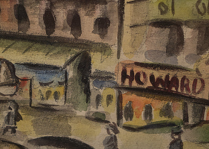 Untitled (Street Scene, Chicago), Painting, circa 1940