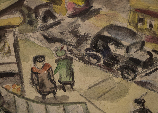 Untitled (Street Scene, Chicago), Painting, circa 1940