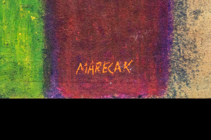 Witches Banner (Abstract in Violet, Orange, Blue, Burgundy, and Green), Painting, 1960