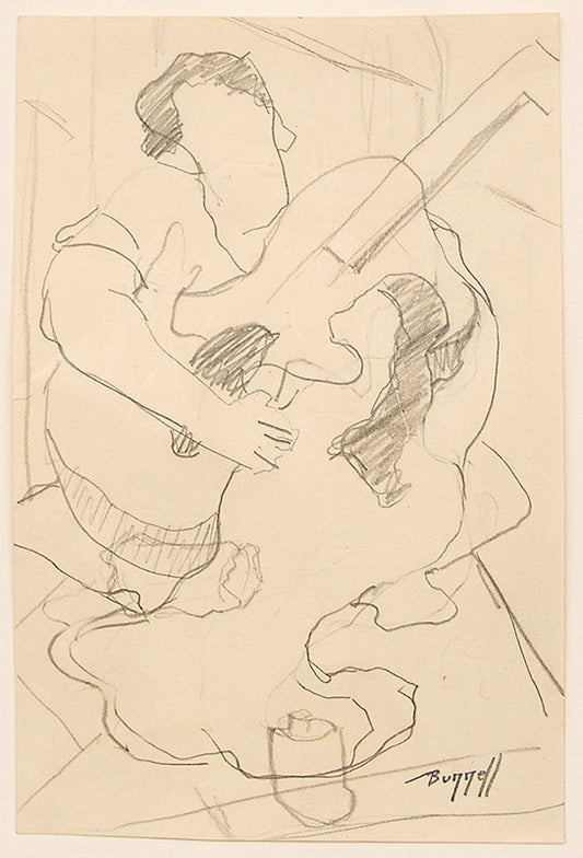 Charles Bunnell (1897-1968) artwork for sale. Untitled (Guitar Player), Drawing, circa 1935, Denver, Colorado, Art Gallery)