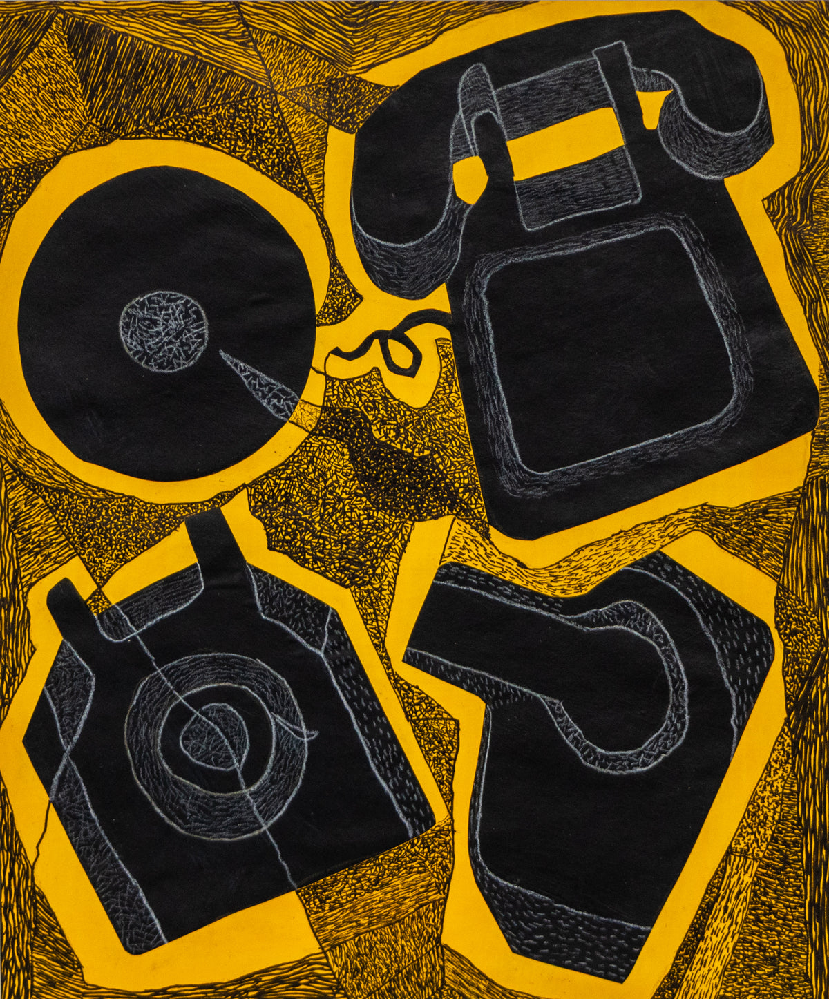 Untitled (Telephone, Phonograph), Painting