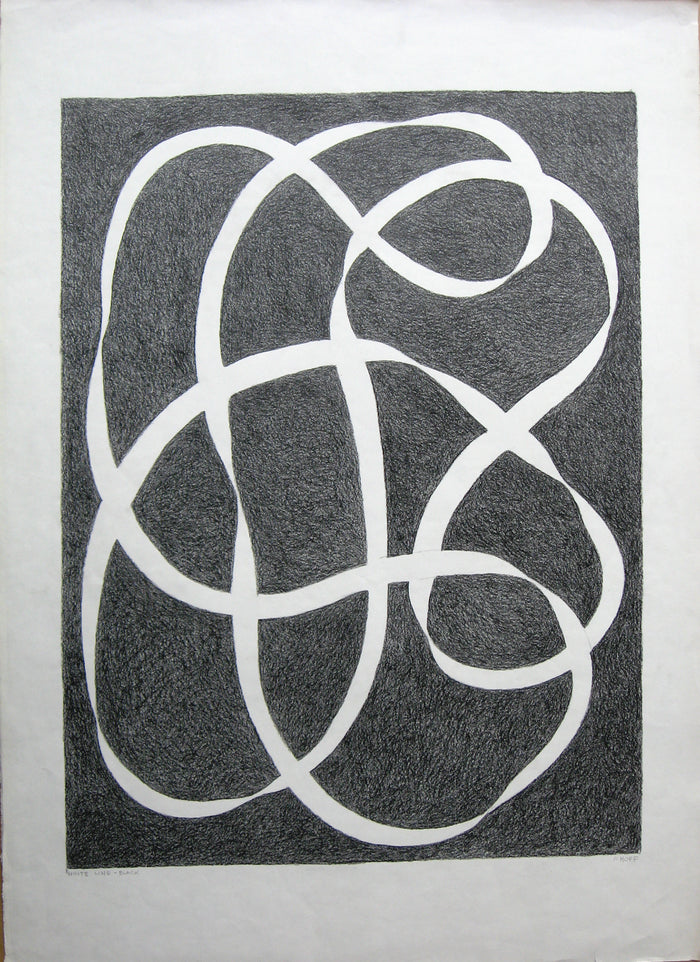 White Line - Black (Original Crayon Drawing), Drawing