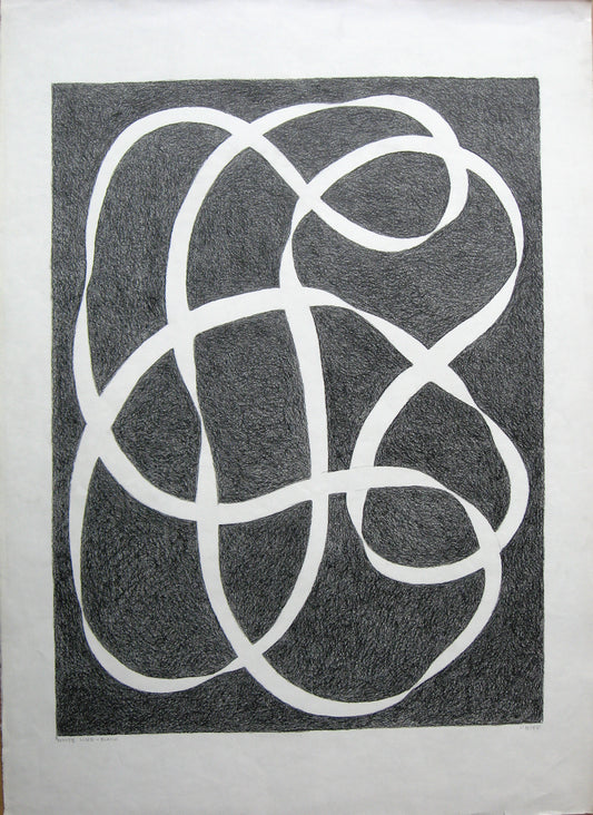 White Line - Black (Original Crayon Drawing), Drawing