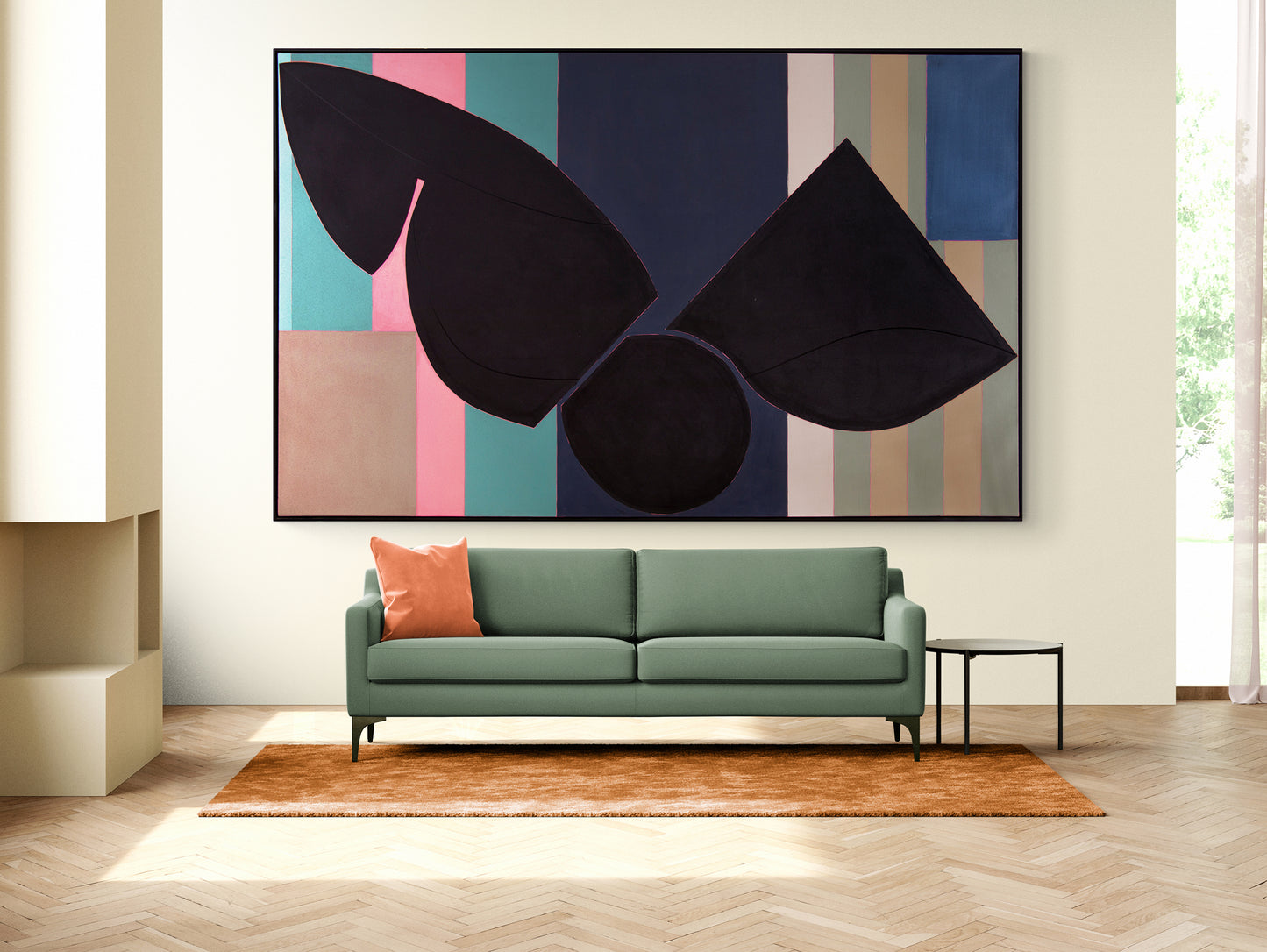 Somethin' Stupid (Abstract with Three Black Polygons), Painting, 1988
