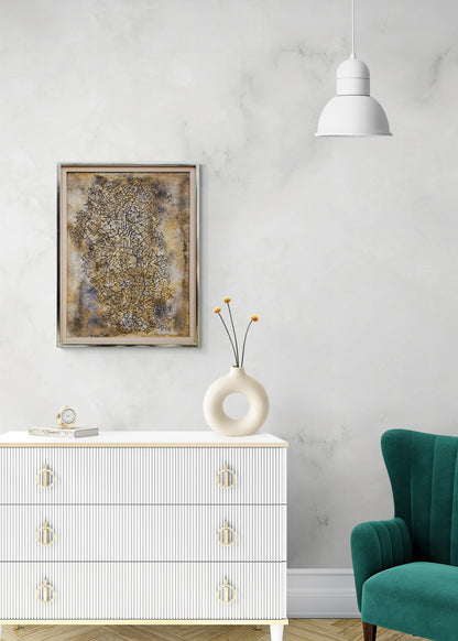 Web (Abstract in Black, Brown, Gray, and Ochre), Painting, circa 1950