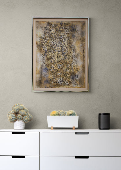 Web (Abstract in Black, Brown, Gray, and Ochre), Painting, circa 1950