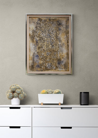 Web (Abstract in Black, Brown, Gray, and Ochre), Painting, circa 1950