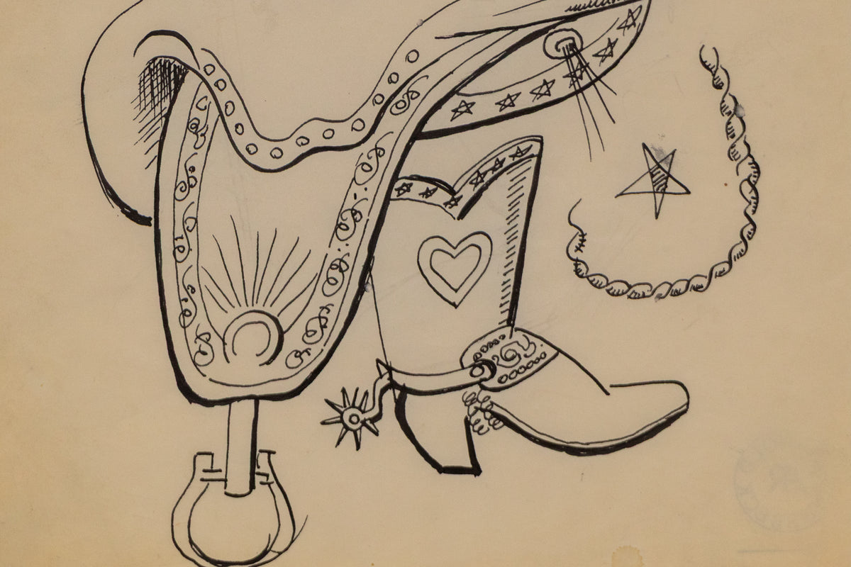 Hat, Saddle and Boot #1, Drawing, circa 1933