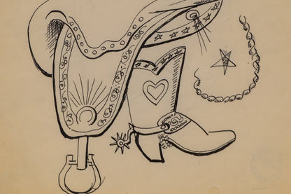 Hat, Saddle and Boot #1, Drawing, circa 1933