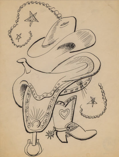 Hat, Saddle and Boot #1, Drawing, circa 1933
