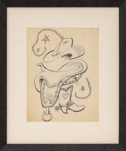 Hat, Saddle and Boot #1, Drawing, circa 1933