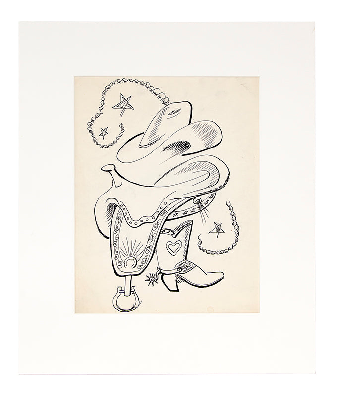 Hat, Saddle and Boot #1, Drawing, circa 1933