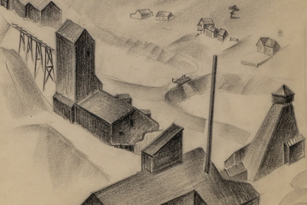 Mining Town, Colorado, Drawing, circa 1932