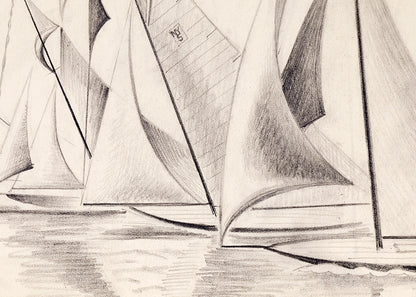 Sailboats, Drawing, circa 1932-1936