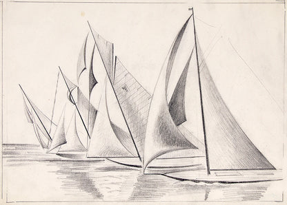 Sailboats, Drawing, circa 1932-1936