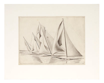 Sailboats, Drawing, circa 1932-1936