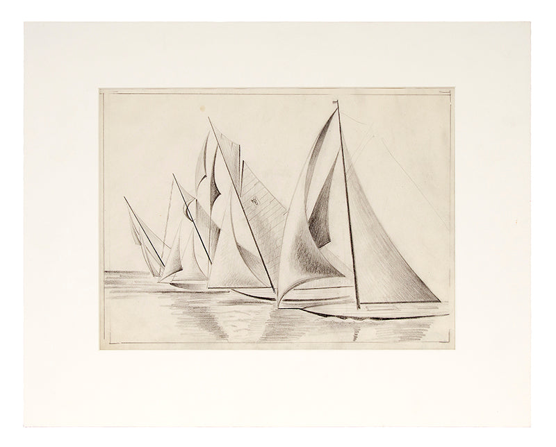 Sailboats, Drawing, circa 1932-1936