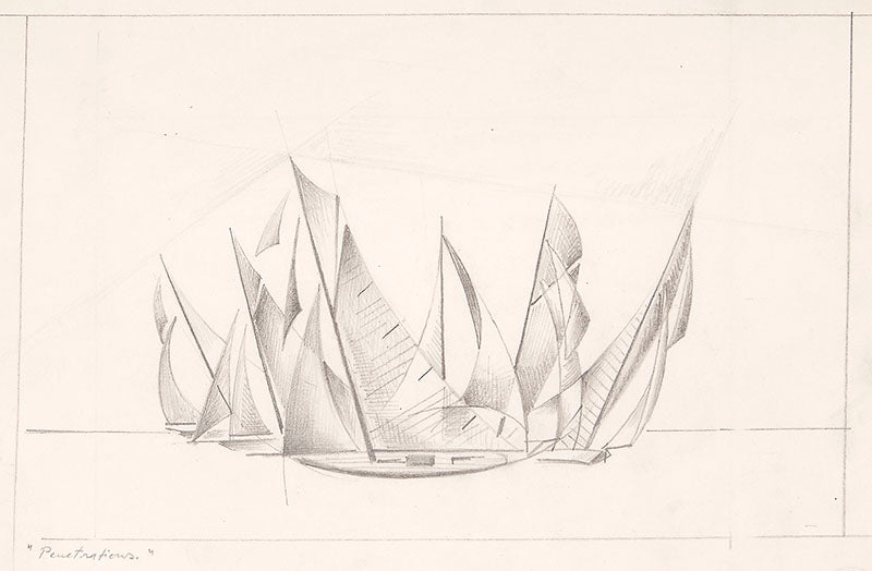 Penetrations (Sailboats), Drawing, circa 1932-1936