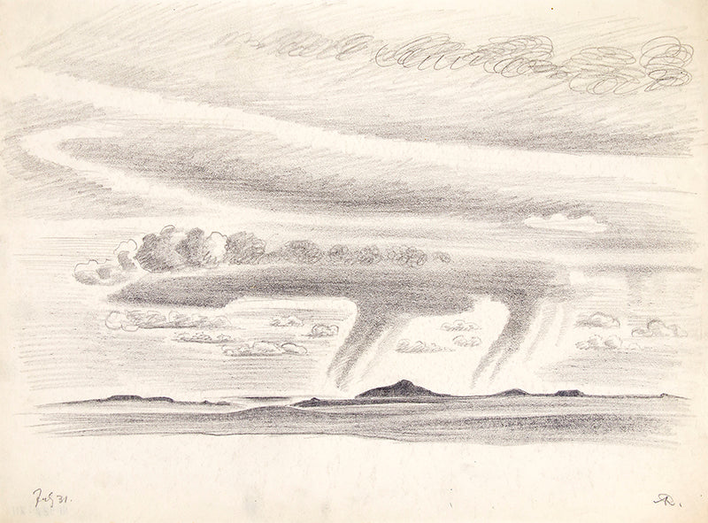 New Mexico Rain #7 (Storm over Southwestern Plain), Drawing, circa 1925