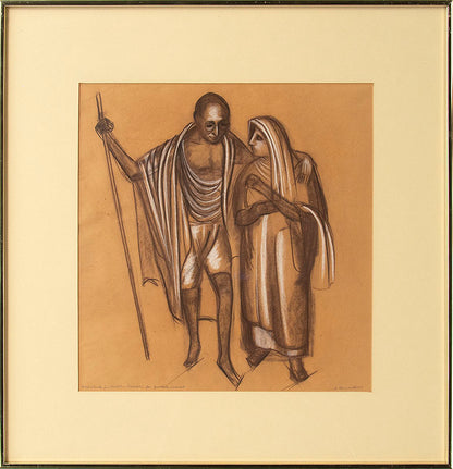 Mahatma Ghandi (Study for "Justice Through the Ages, Colorado" mural), Drawing, dated 1977