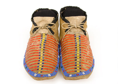 Sioux artwork for sale. Late Classic Period Moccasins Beaded with Quillwork, circa 1875, Denver, Colorado, Art Gallery)