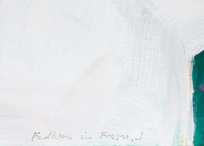 Faulkner in Fresno (Abstract in Teal, Blue, Black, and White), Painting, 1986