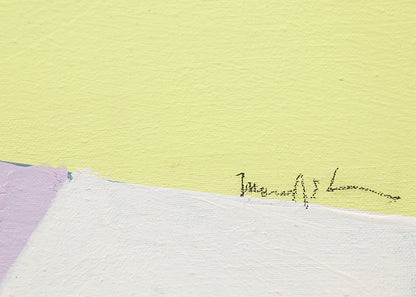 Yellow Sun (Abstract in Yellow, Blue, White & Black), Painting, circa 1975