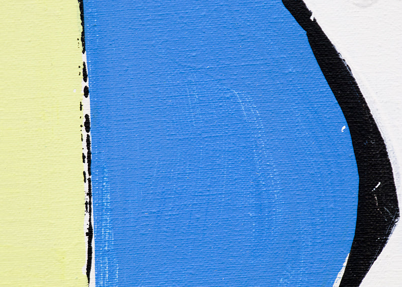 Yellow Sun (Abstract in Yellow, Blue, White & Black), Painting, circa 1975