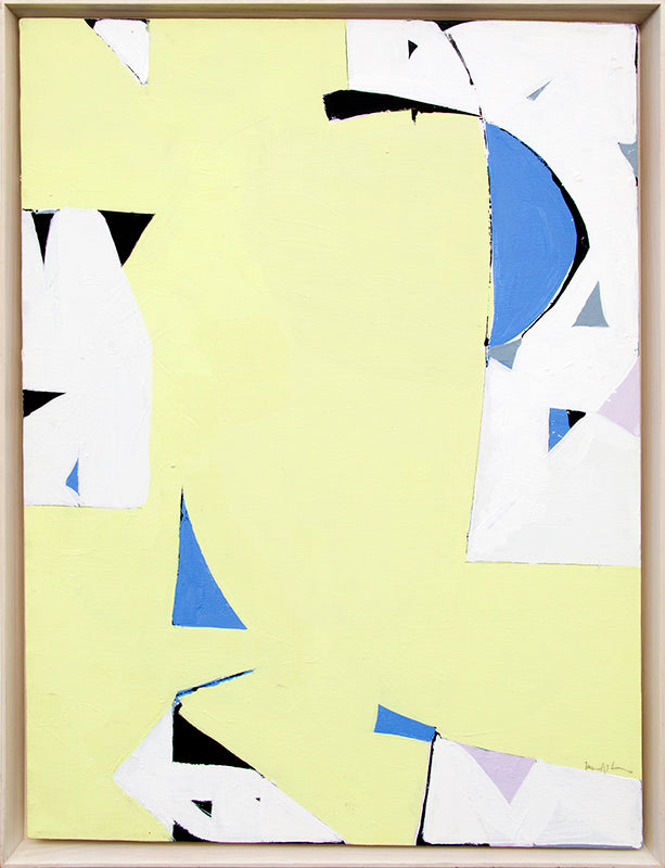 Yellow Sun (Abstract in Yellow, Blue, White & Black), Painting, circa 1975