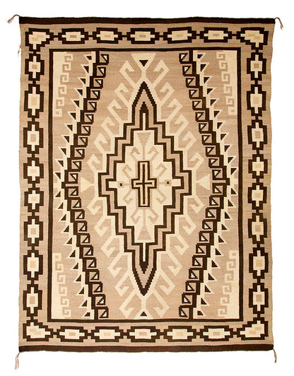 Two Grey Hills Trading Post Rug with Cross Motif