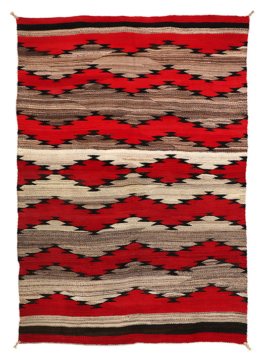 Transitional Blanket, circa 1930, Navajo (Diné), Transitional Blanket, 78 x 53 inches, Shipbox: Rugs, Blankets & General Native American (Average Size), Vertical, Large, aniline dye, handspun, wool, circa 1930, 1900-1949, 1920s, 1930s, 1940s, 20th CENTURY (1900-1999), Trading Post Era (1900-1950) Native American Art, Western & Native American, New Mexico, Arizona & the American Southwest, Native American Art