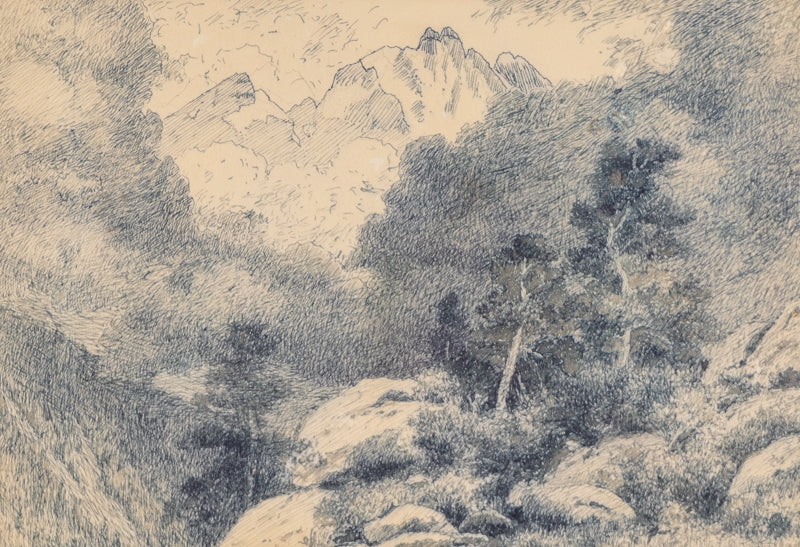 Untitled (Storm in the Rockies, Colorado Landscape), Drawing