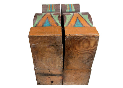 Pair of New Mexican Painted Wooden Corbels, Pair of Corbels, circa 1940
