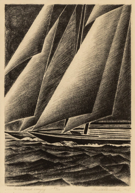 Arnold Ronnebeck (1885-1947) artwork for sale. "...So She Passed Swaying..." (Sailboats), Print, 1936, Denver, Colorado, Art Gallery)