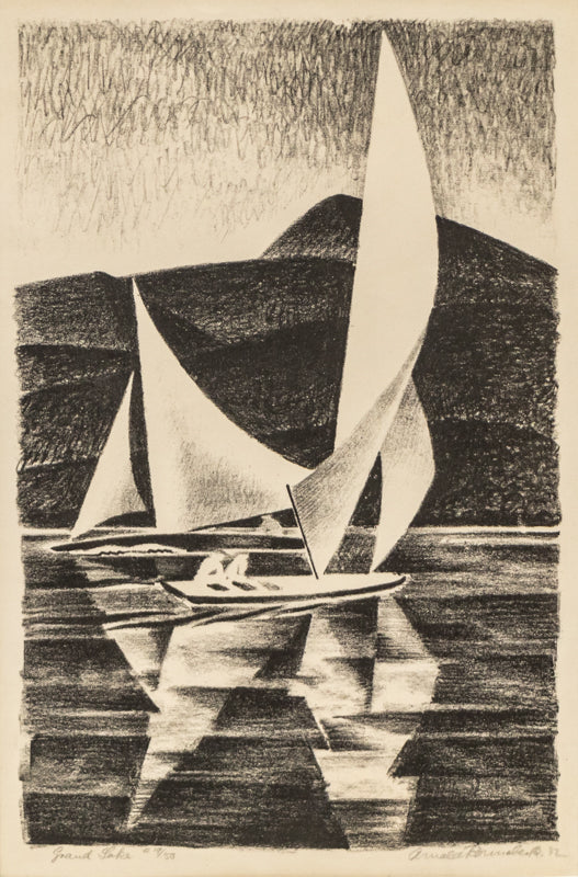Arnold Ronnebeck, Grand Lake (Sailboats, Colorado), dated 1932, lithograph on paper Print