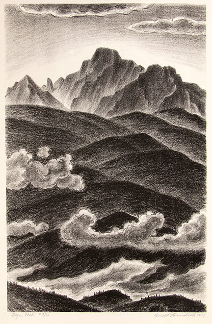 Magic Peak (Colorado Mountain Landscape with Clouds), Print, 1937