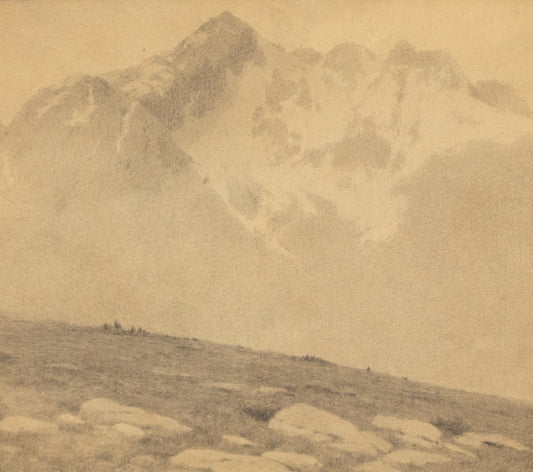 Charles Partridge Adams (1858-1942) artwork for sale. Untitled (Snow Capped Mountain and Tundra Landscape), Drawing, circa 1910, Denver, Colorado, Art Gallery)