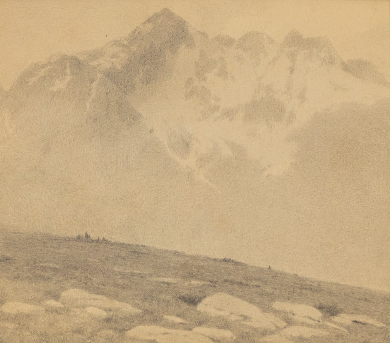 Untitled (Snow Capped Mountain and Tundra Landscape), Drawing, circa 1910