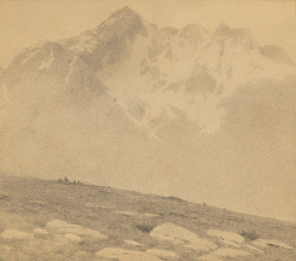 Untitled (Snow Capped Mountain and Tundra Landscape), Drawing, circa 1910