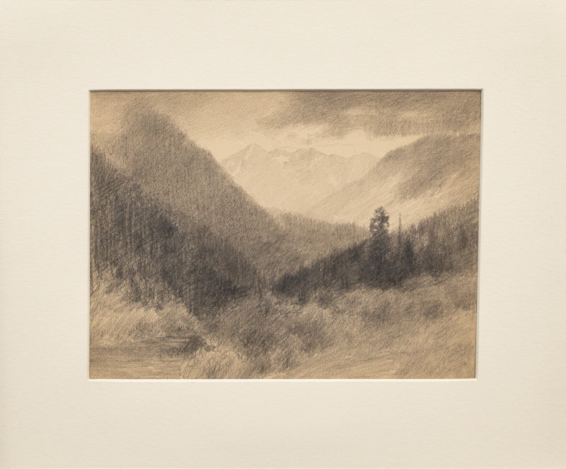 Untitled (Storm Brewing over Mountain Landscape with Creek, Colorado), Drawing, circa 1910