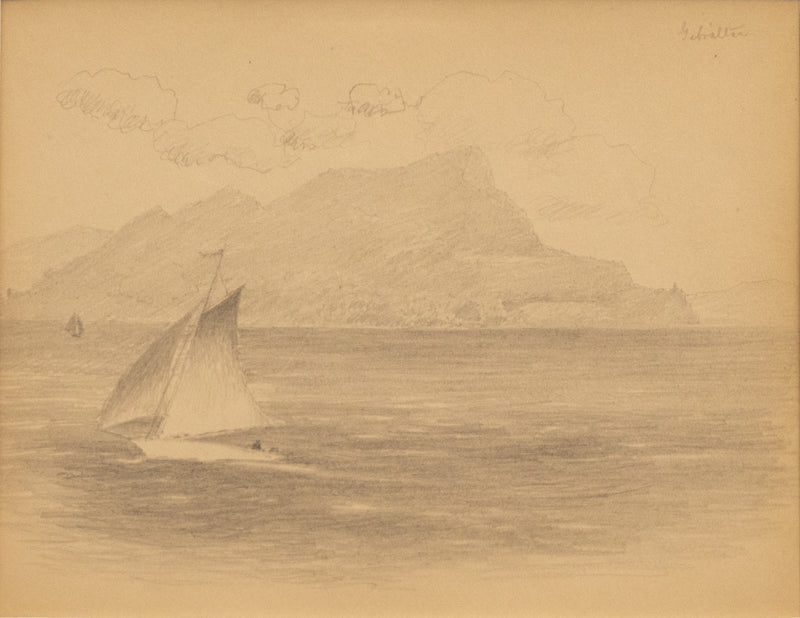 Untitled (Sailboats, Strait of Gibralter), Drawing, circa 1910
