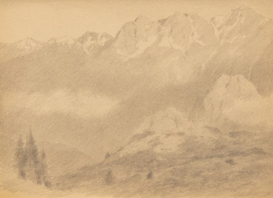 Charles Partridge Adams (1858-1942) artwork for sale. Untitled (Mountainside in the Swiss or Italian Alps), Drawing, circa 1910, Denver, Colorado, Art Gallery)