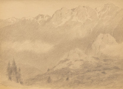Untitled (Mountainside in the Alps), Drawing, circa 1910