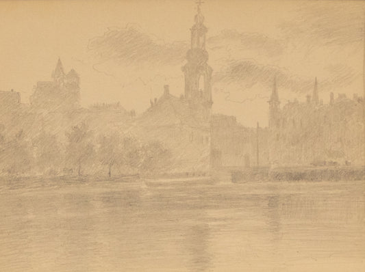 Charles Partridge Adams (1858-1942) artwork for sale. Untitled (Church on Lake, Como), Drawing, circa 1910, Denver, Colorado, Art Gallery)