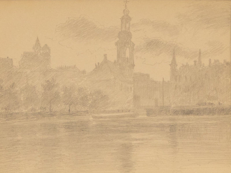 Untitled (Church on Lake, Como), Drawing, circa 1910