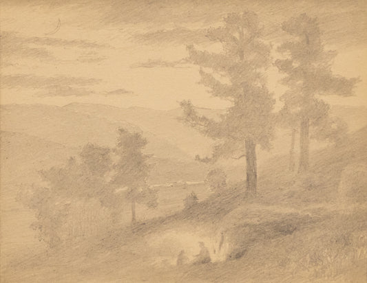 Charles Partridge Adams (1858-1942) artwork for sale. Untitled (Men by Campfire), Drawing, circa 1910, Denver, Colorado, Art Gallery)